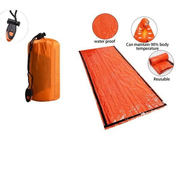 Portable emergency sleeping bag designed to retain body heat