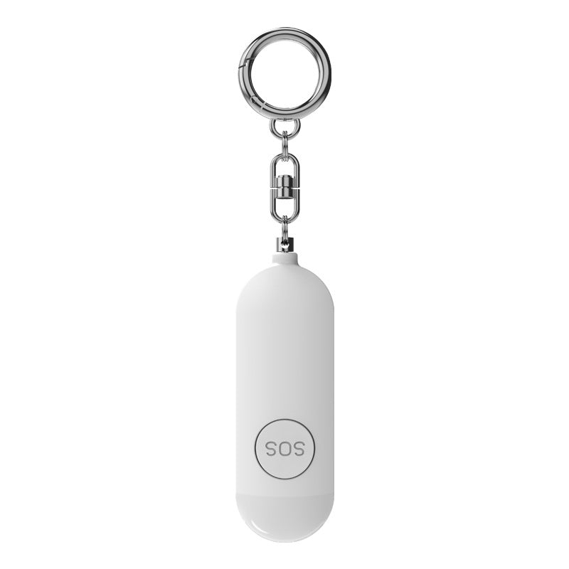 Rechargeable 130dB women’s safety keychain alarm with light for everyday protection and emergency situations.