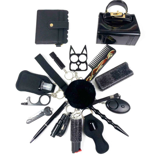 19-piece personal safety keychain for women in black