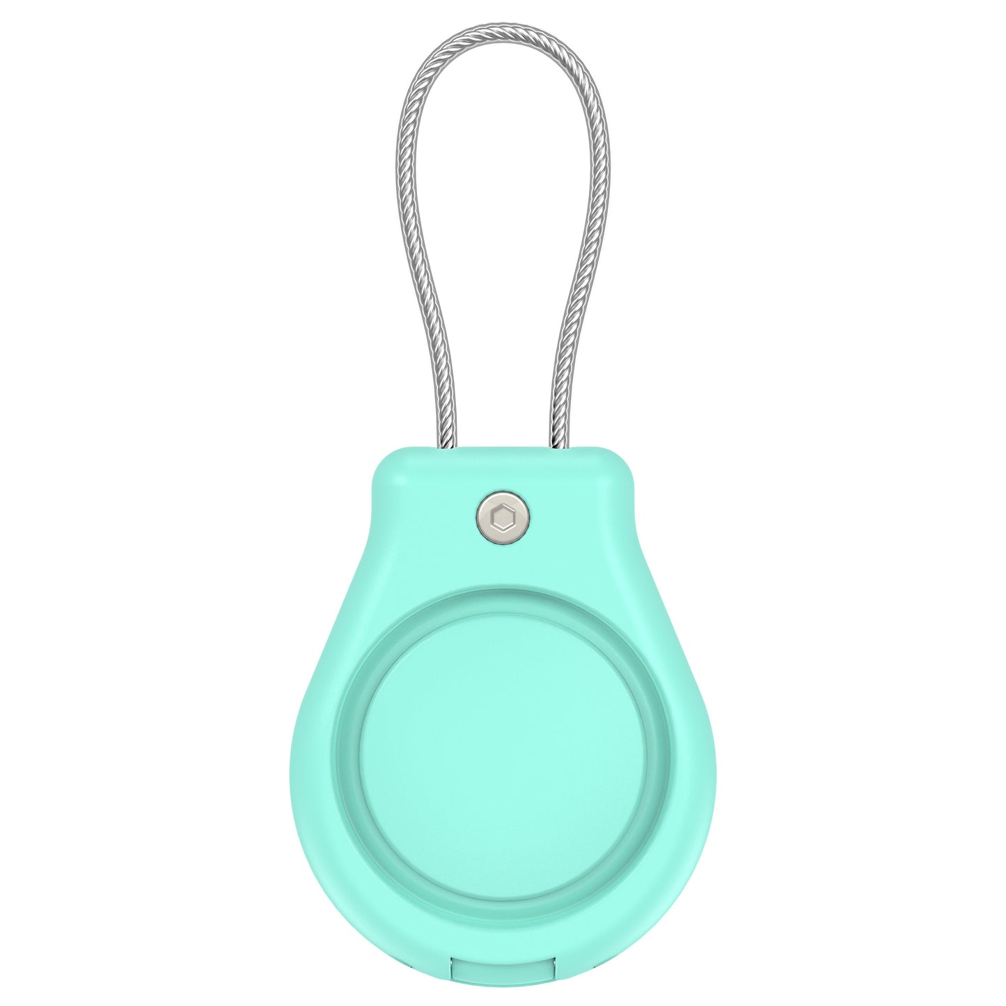 Apple AirTag protective cover with necklace for everyday carry in light blue