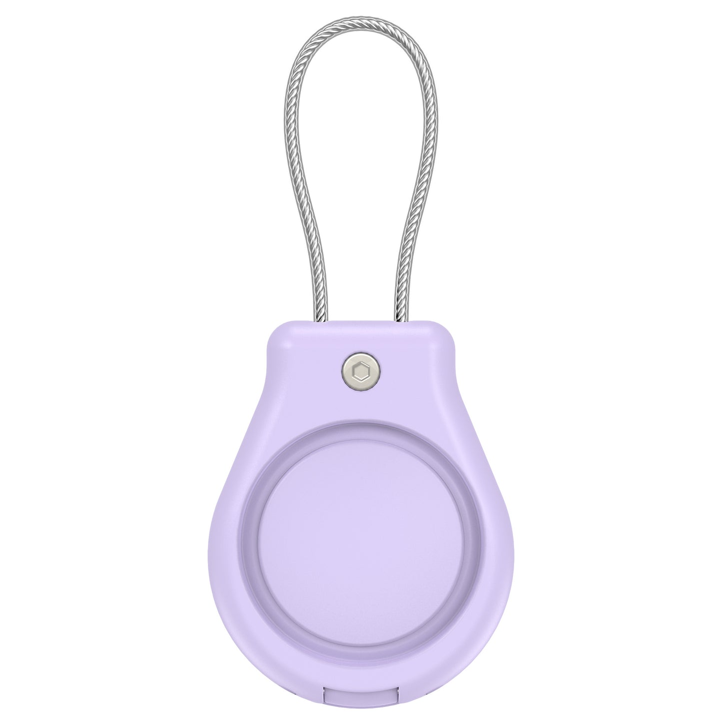 Apple AirTag protective cover with necklace for everyday carry in purple