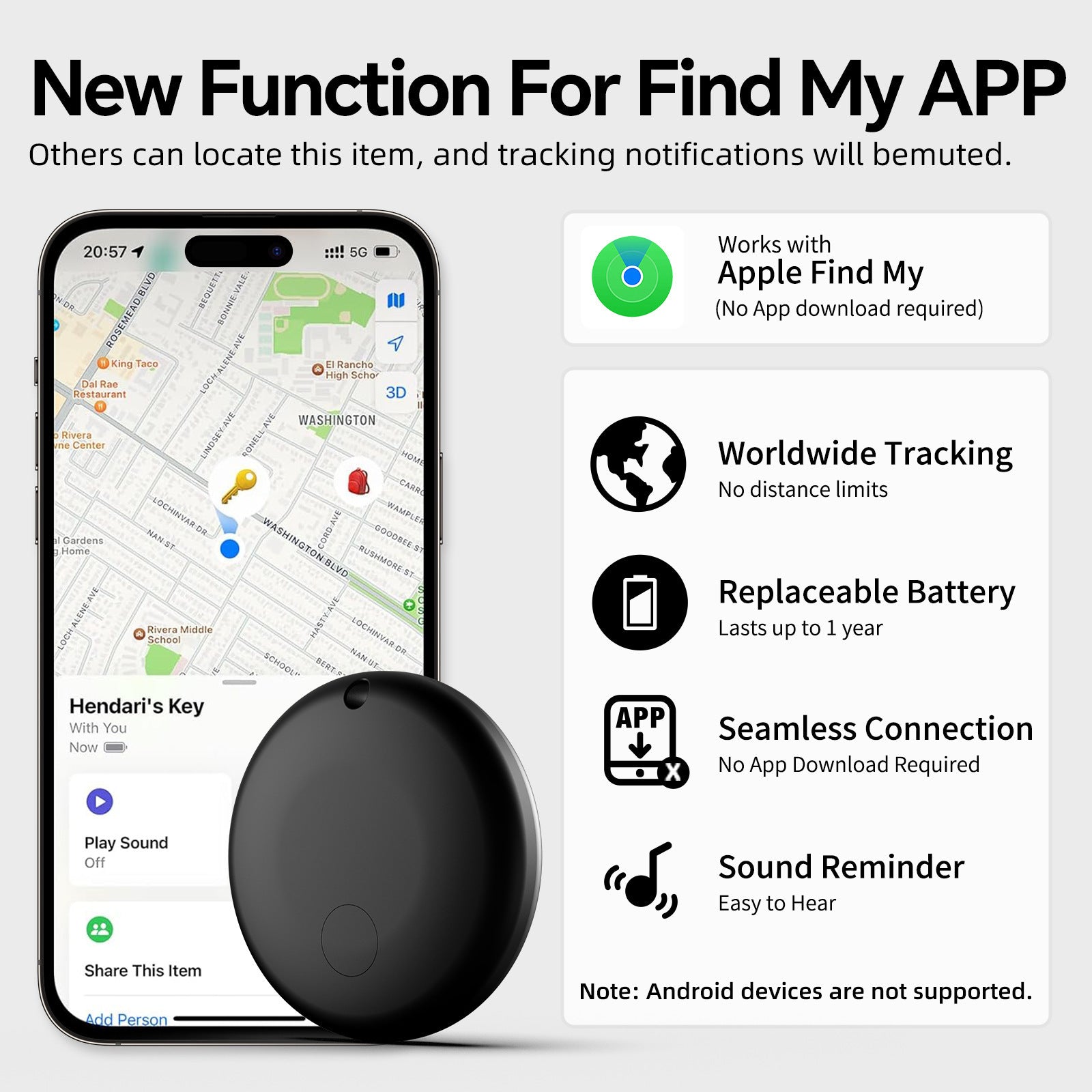 Mini Bluetooth GPS tracker keychain for locating keys and personal items