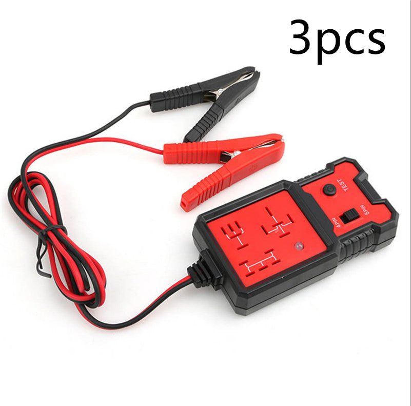 Red and black battery charger with clamps on a white background, labeled '3pcs'.