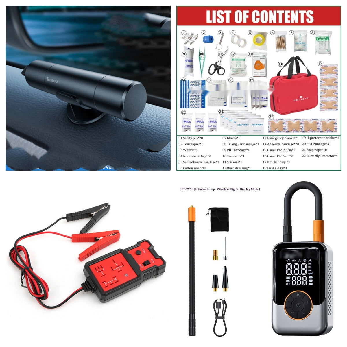 Car safety bundle featuring roadside emergency essentials