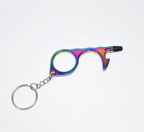 Contactless hygiene keychain for opening doors and pressing buttons