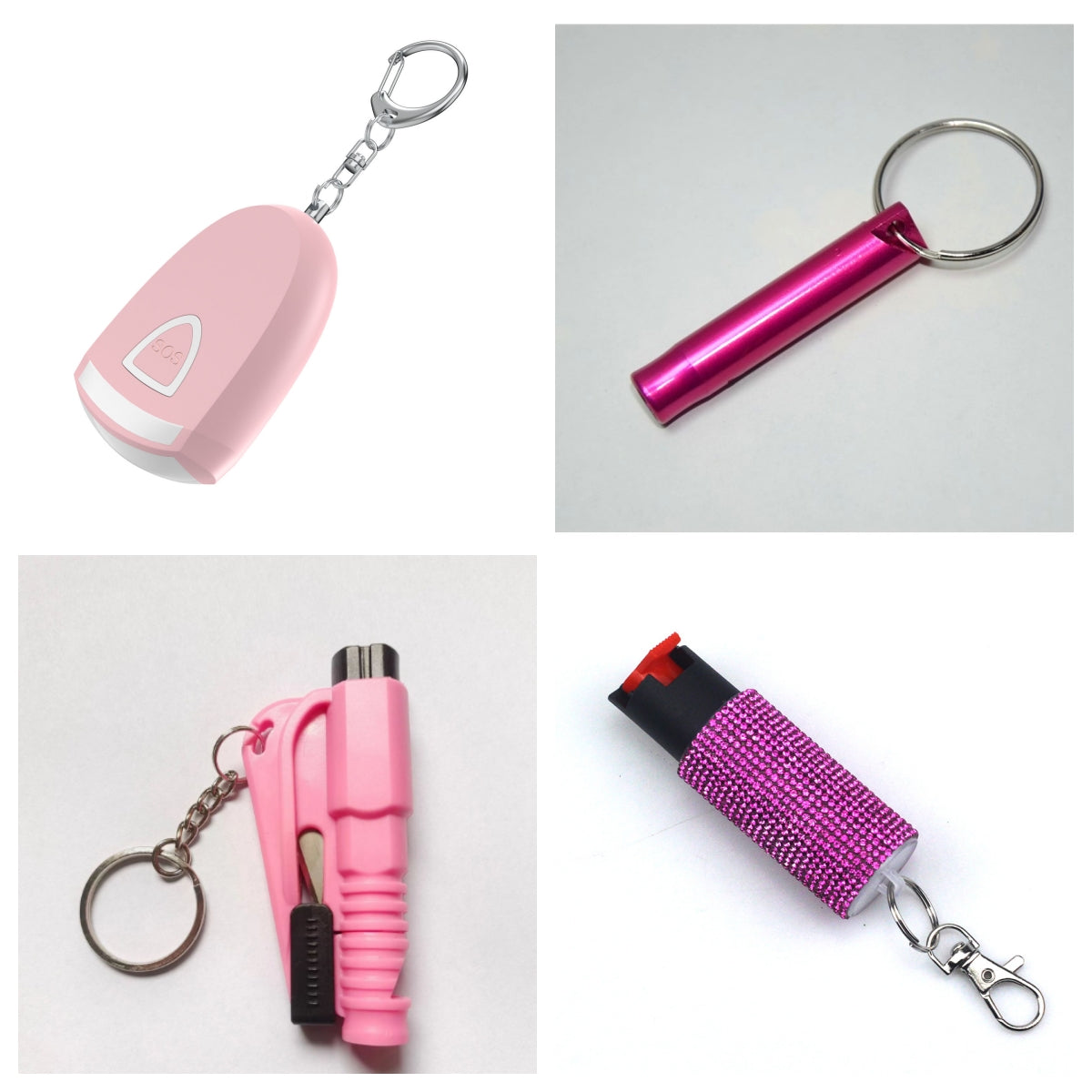 Everyday Essentials Bundle with personal alarm, pepper spray, emergency whistle, and escape tool