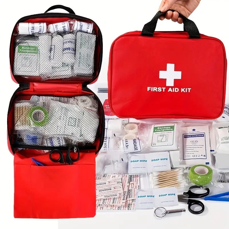 Handbag-style first aid kit organizer for travel and emergency preparedness