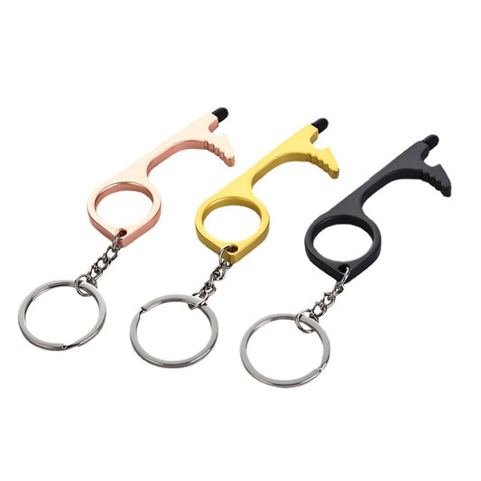 Hands-free door opener keychain made from durable zinc alloy