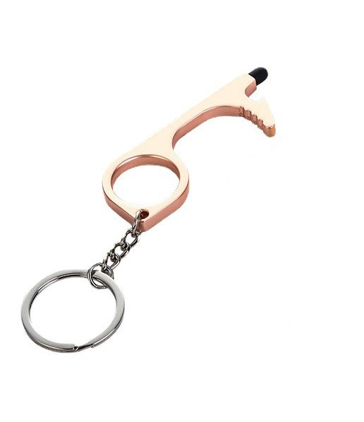 Zinc alloy hands-free door opener with keychain attachment