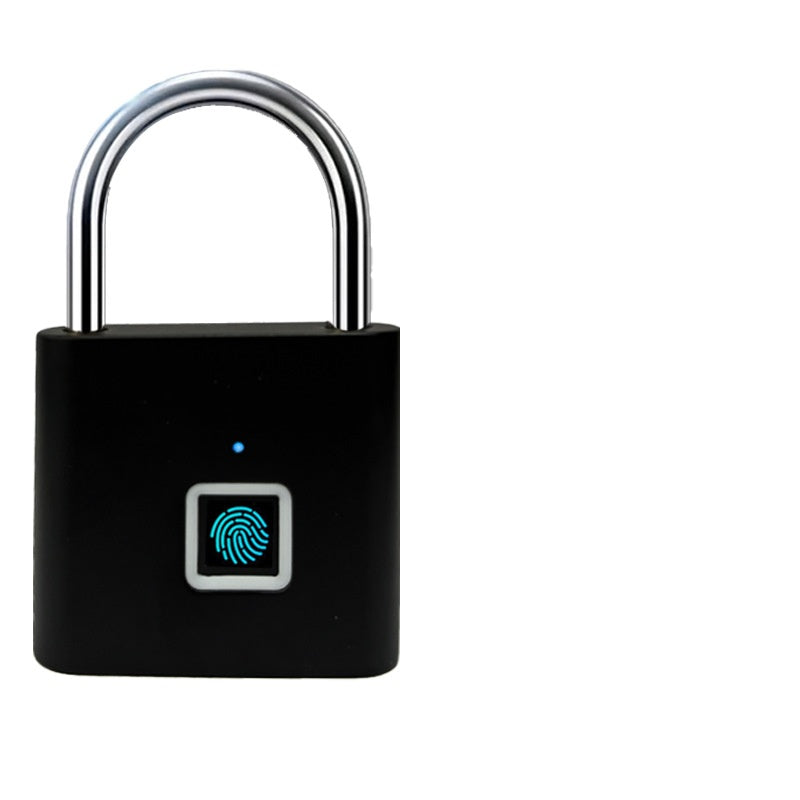 Black smart  fingerprint padlock on a white background