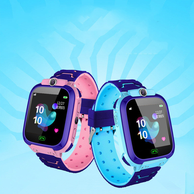 Three colorful smartwatches on a blue background