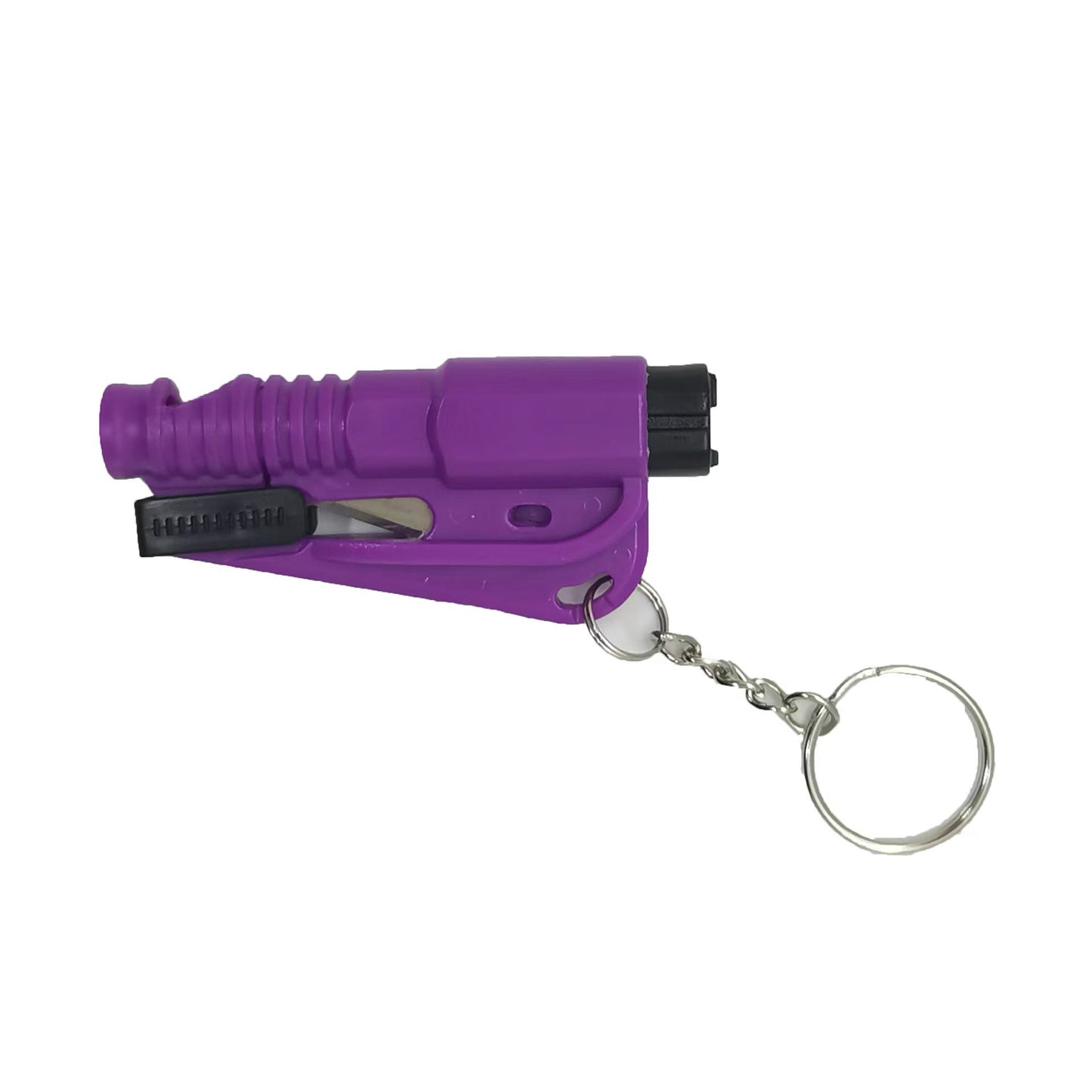 Purple window breaker with keychain on a white background