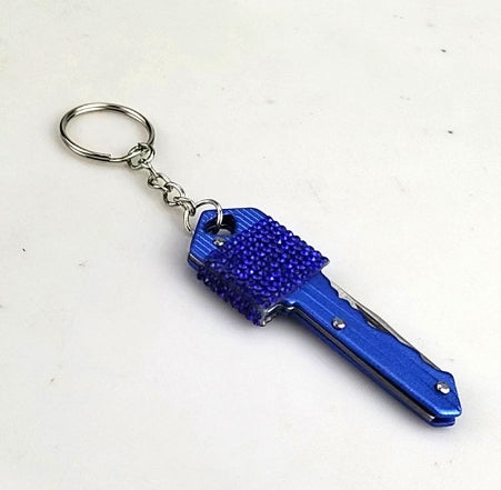 Portable blue multifunction keychain knife for everyday carry