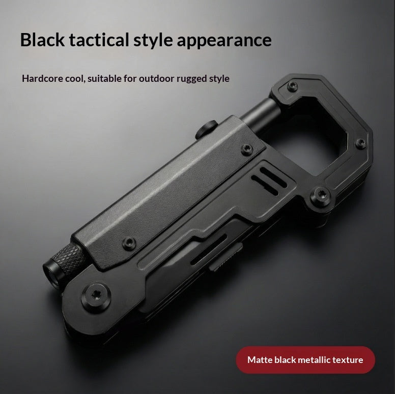Stainless steel multi-tool carabiner with built-in LED light