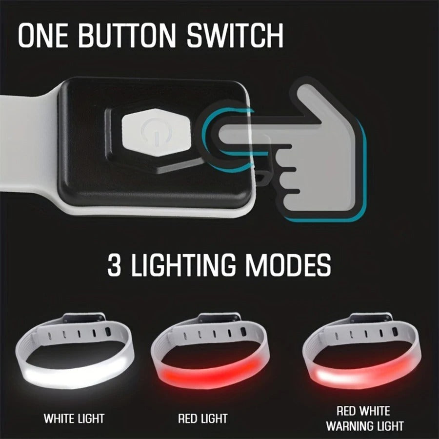 Outdoor LED safety light band for runners and cyclists