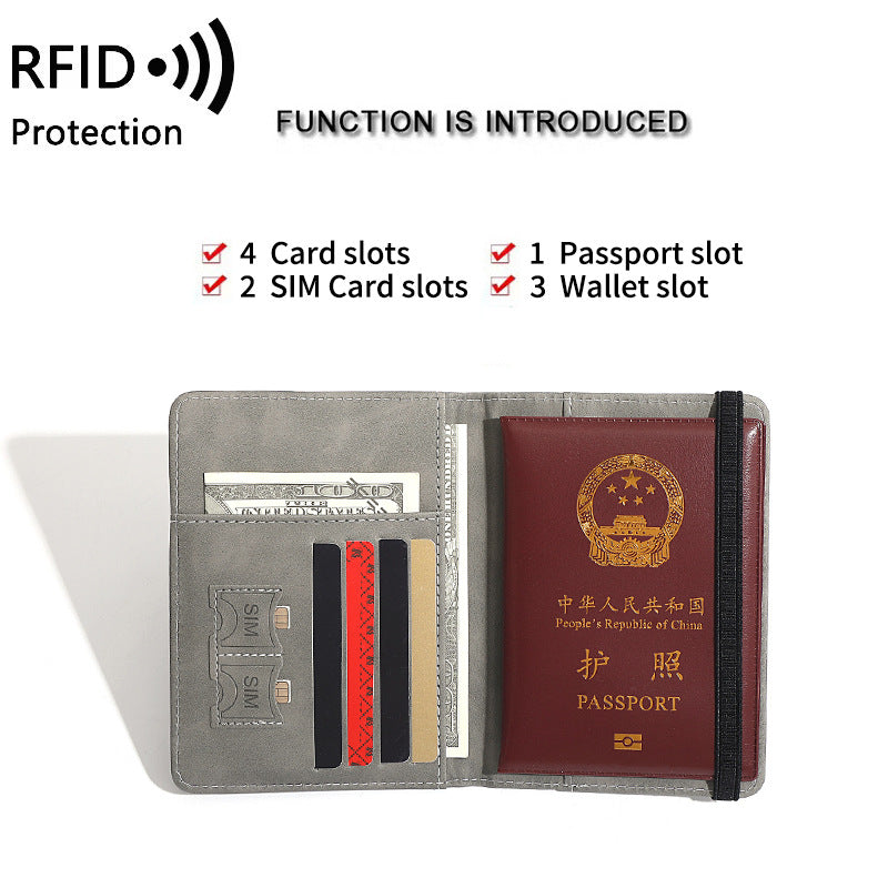 RFID protection wallet with card slots and passport holder on a white background