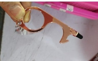 Everyday utility keychain for reducing contact with common touchpoints
