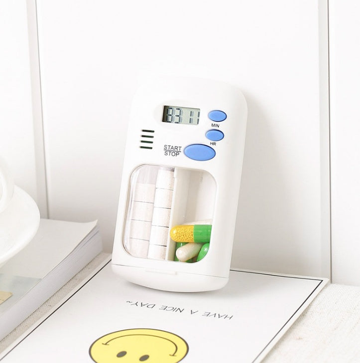 Compact pill organizer with digital reminder for travel and home