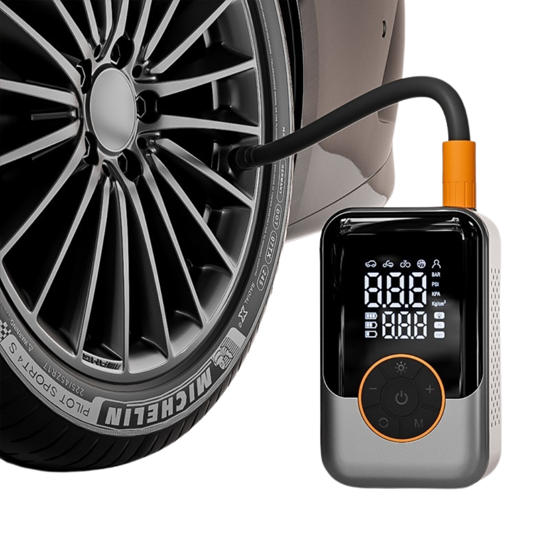 Portable wireless air pump and compressor for cars, bikes and inflatables for roadside emergency use