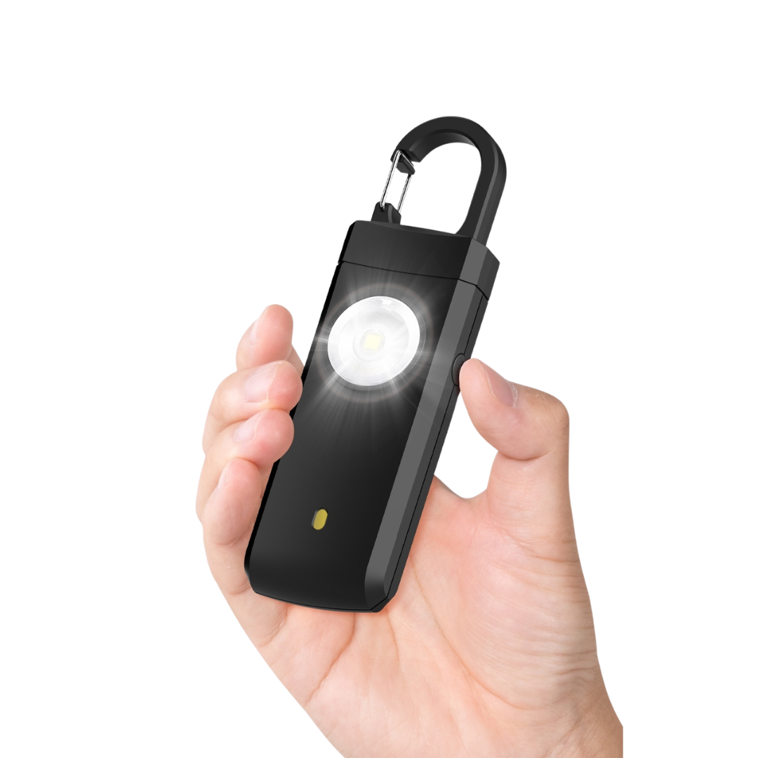 Rechargeable 130dB personal safety alarm with built-in light for women and personal protection