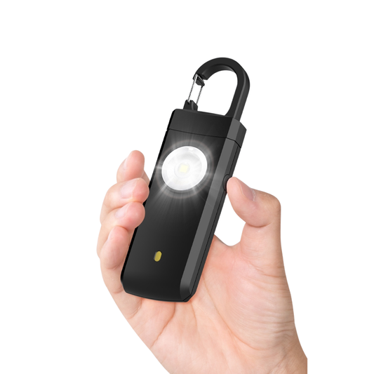 Rechargeable 130dB personal safety alarm with built-in light for women and personal protection