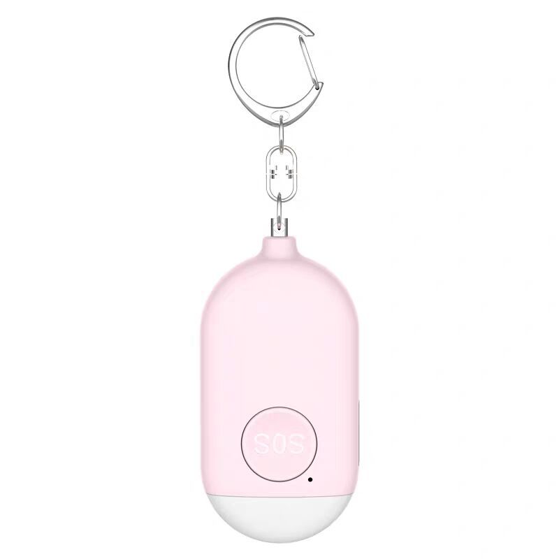 rechargeable personal alarm keychain with flashlight for women in pink