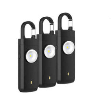 Rechargeable safety alarm 130dB with LED light designed for women’s personal safety and everyday carry protection.