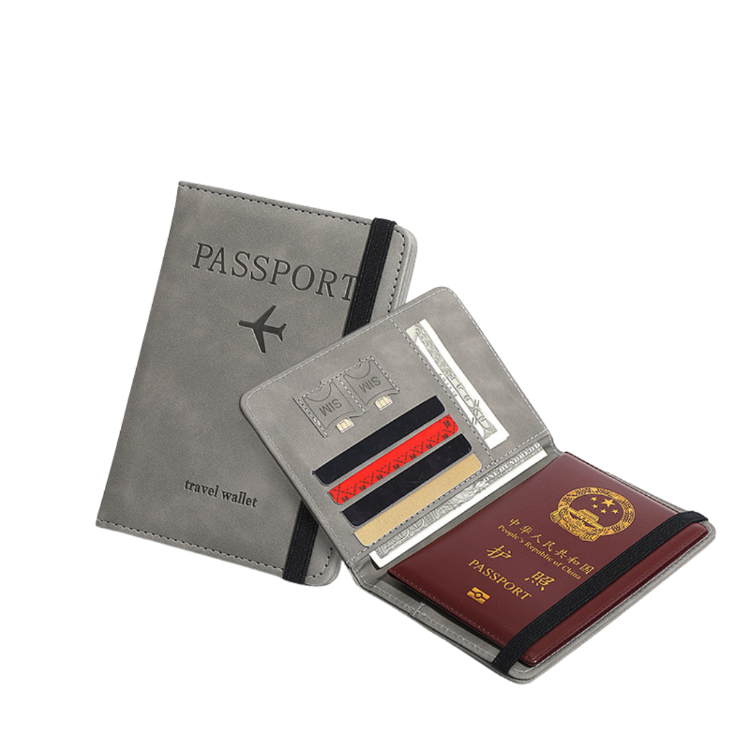 RFID blocking passport holder and anti-theft travel wallet for secure storage of passport and cards while travelling