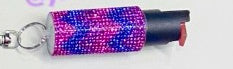 Decorative pepper spray with pink and purple glittery case