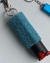Rhinestone pepper spray keychain for women's personal protection
