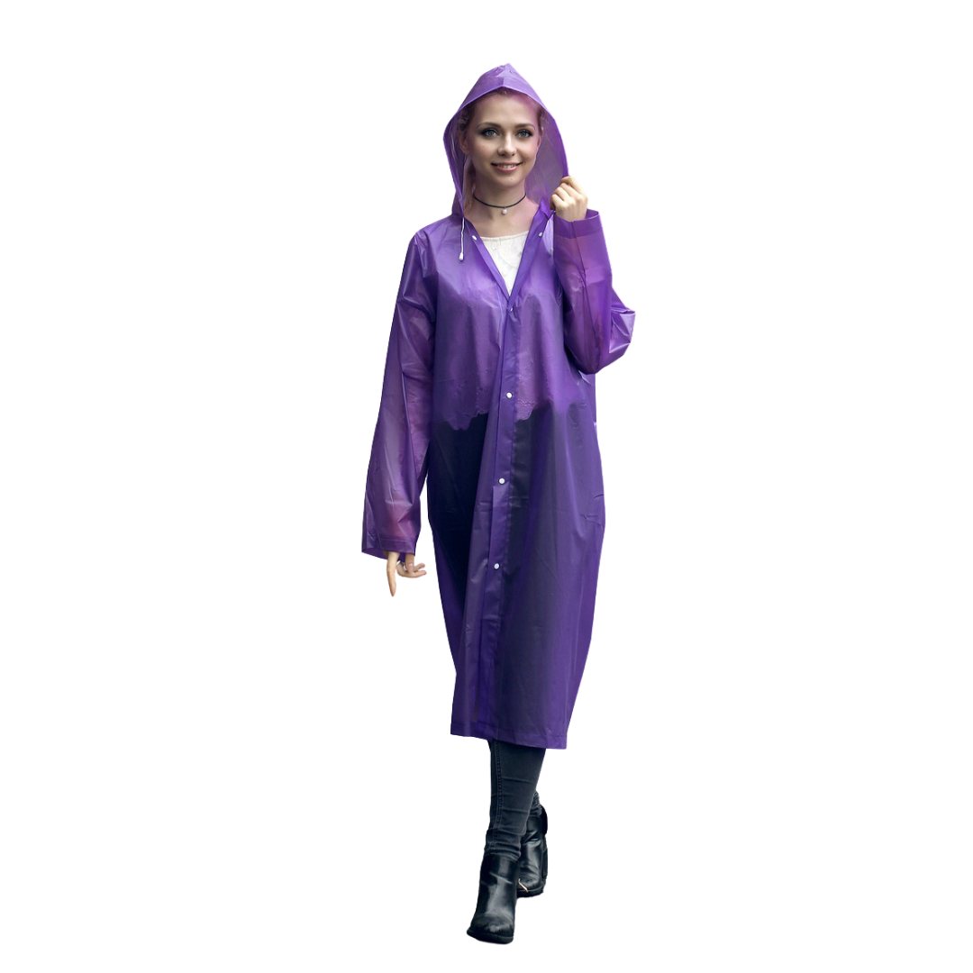 Transparent lightweight waterproof rain poncho for adults with windproof design for outdoor use