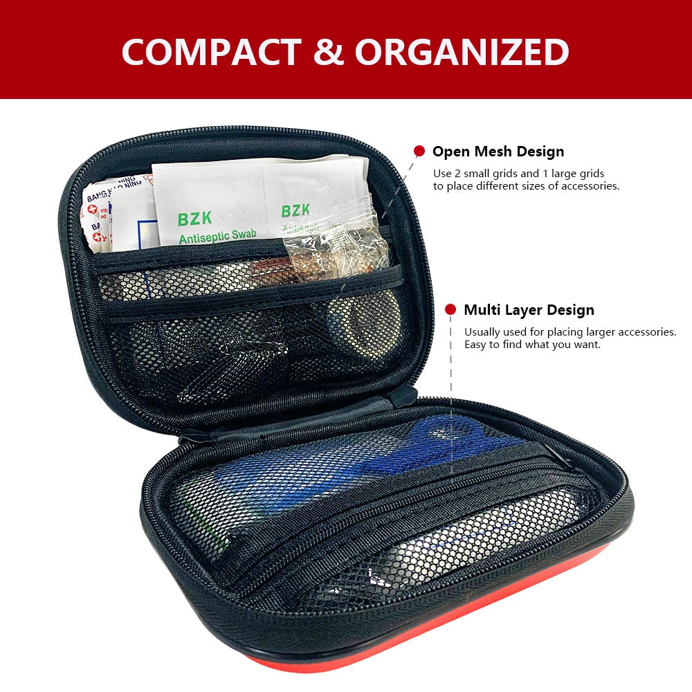 Compact and organized case with mesh design and visible compartments.