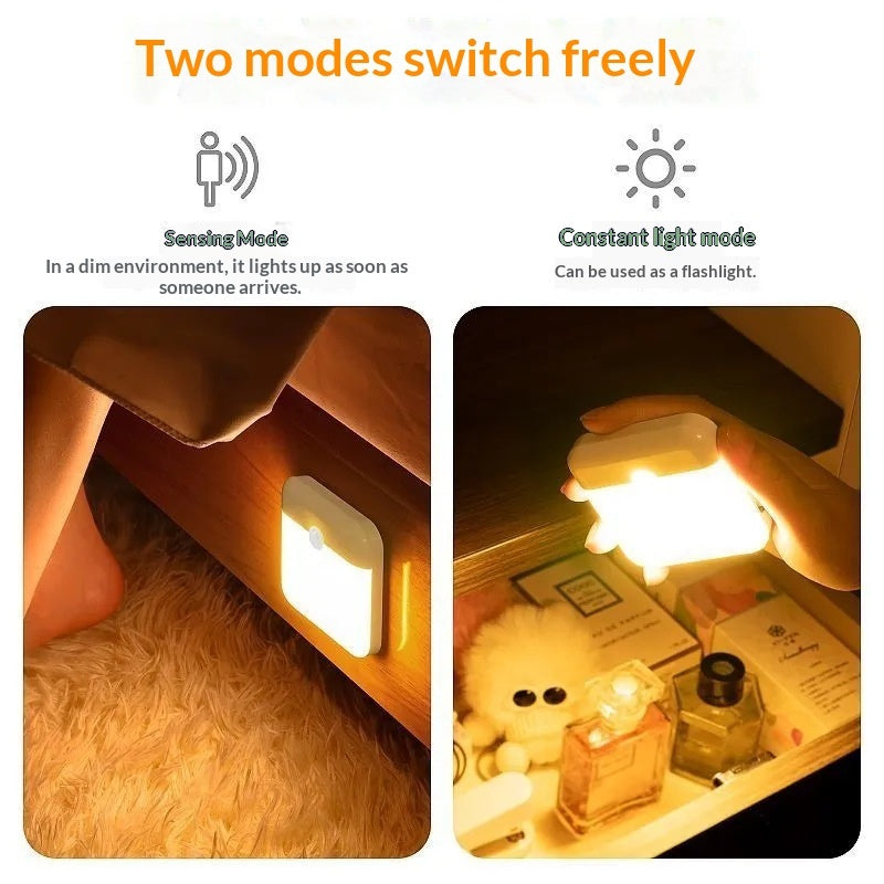 Two modes of a night sensor ight switch, one for sensing mode and the other for constant light mode, with usage examples shown.