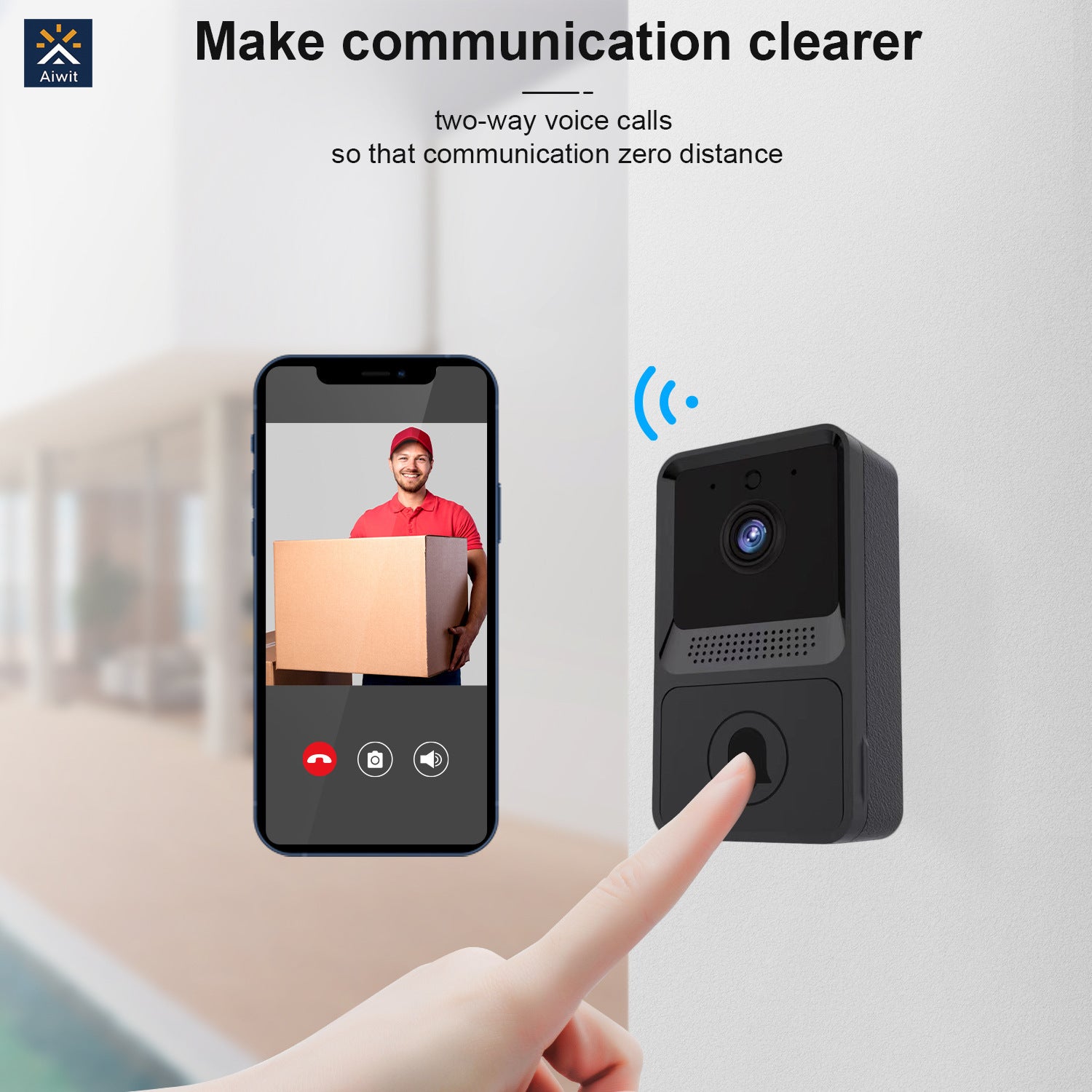 Smart home video doorbell with wide-angle camera and real-time notifications
