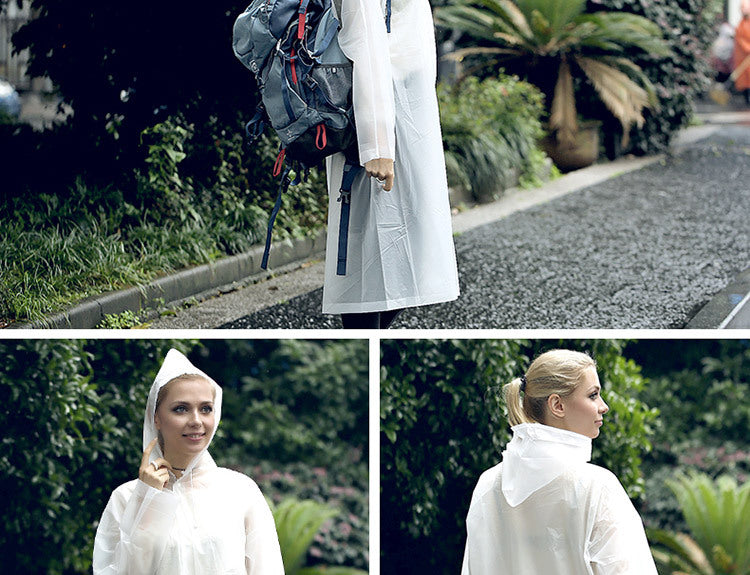 Adult transparent rain poncho for outdoor adventures